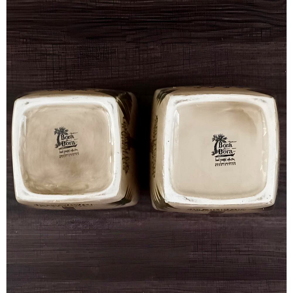 Tabletops Unlimited Bora Bora Palm Tree Ceramic Canisters Set of 2 RETIRED - Picture 13 of 14